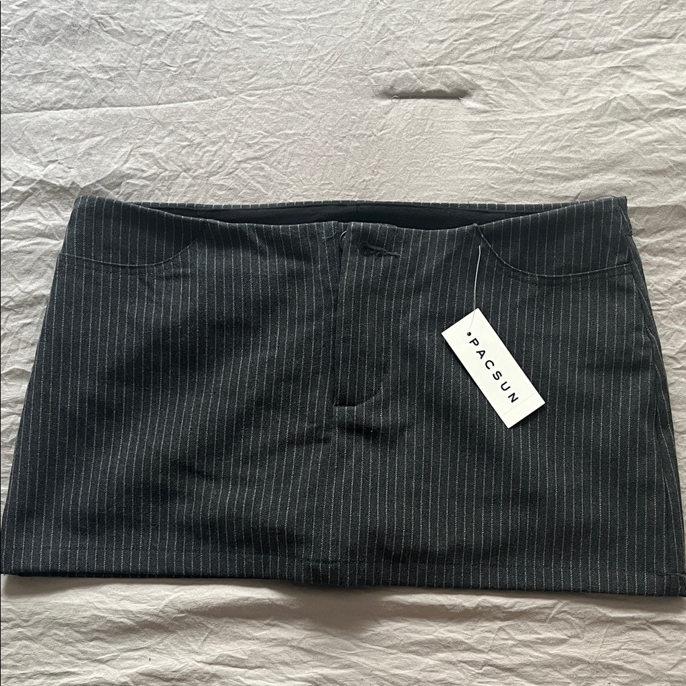 Brandy Melville Black Mini Skirt with White Pinstripes